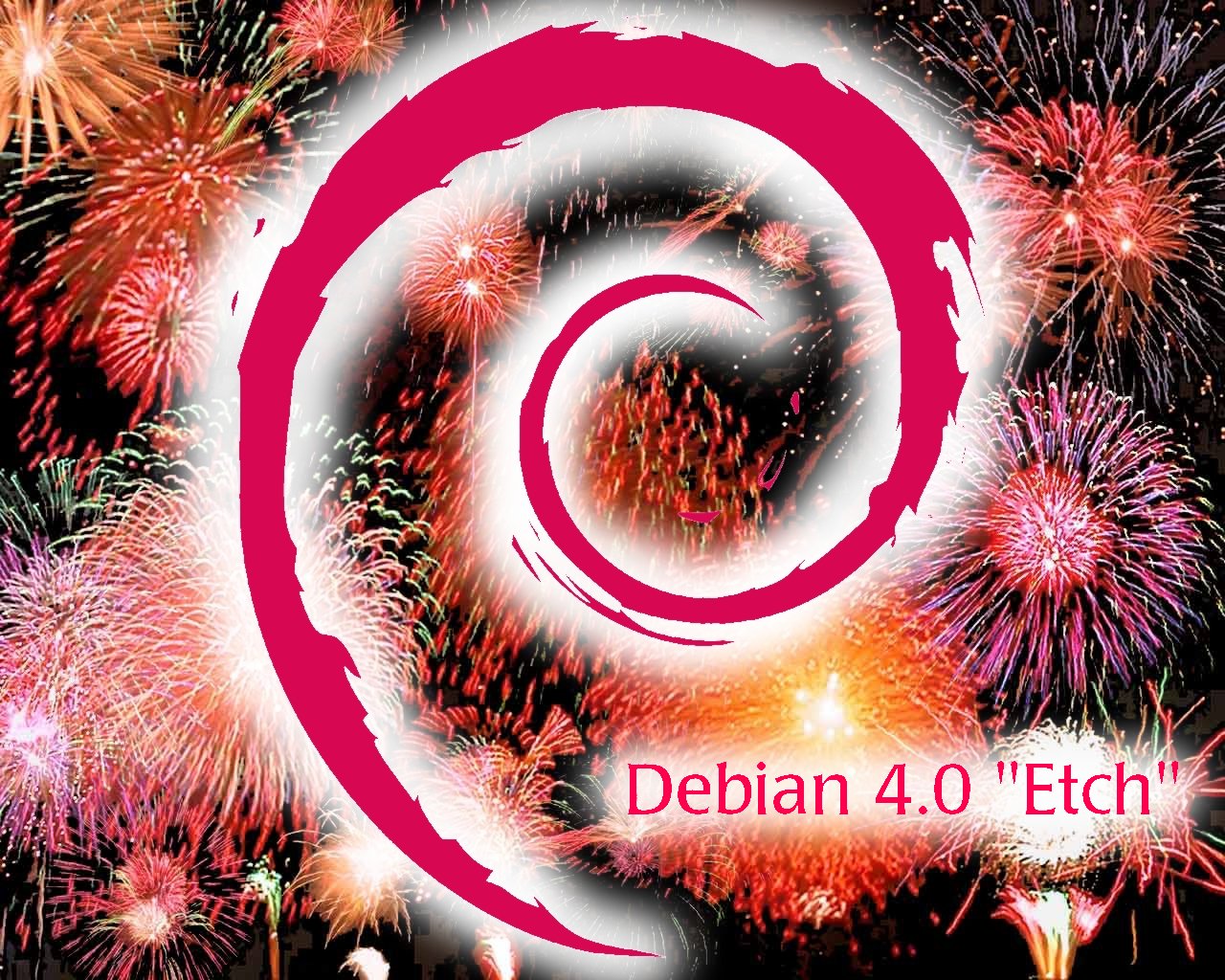 debian etch logo - fireworks